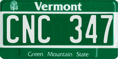 VT license plate CNC347