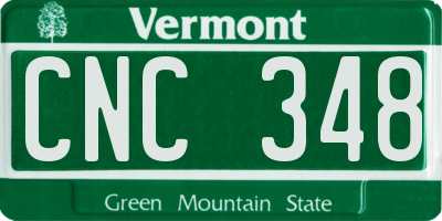VT license plate CNC348