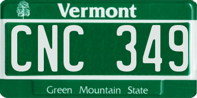 VT license plate CNC349