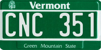 VT license plate CNC351