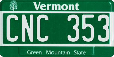 VT license plate CNC353