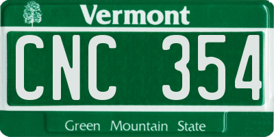 VT license plate CNC354