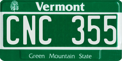 VT license plate CNC355