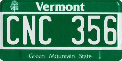 VT license plate CNC356