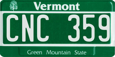 VT license plate CNC359