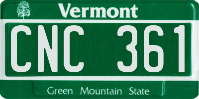 VT license plate CNC361