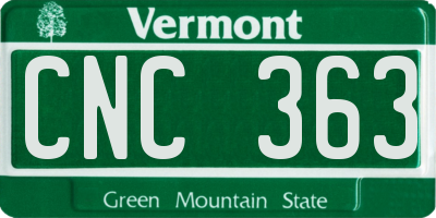 VT license plate CNC363