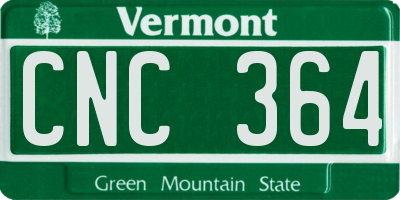 VT license plate CNC364