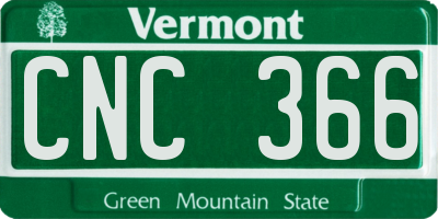VT license plate CNC366