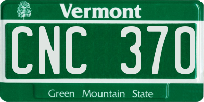 VT license plate CNC370