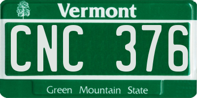 VT license plate CNC376
