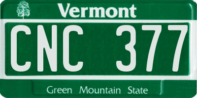 VT license plate CNC377
