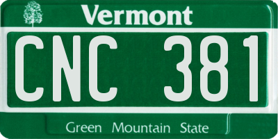 VT license plate CNC381