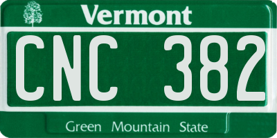 VT license plate CNC382