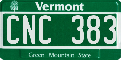 VT license plate CNC383