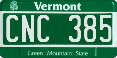 VT license plate CNC385