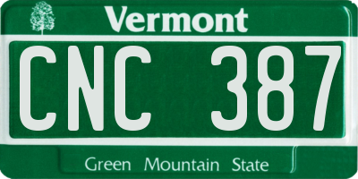 VT license plate CNC387
