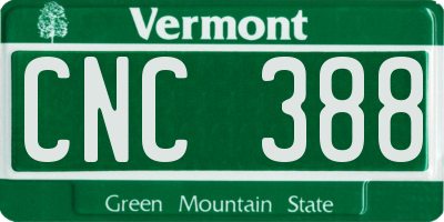 VT license plate CNC388