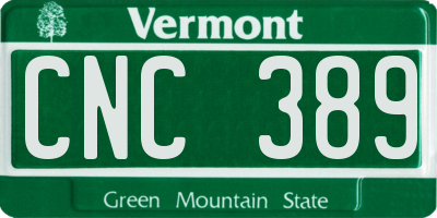 VT license plate CNC389