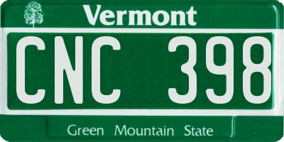 VT license plate CNC398