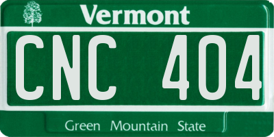 VT license plate CNC404
