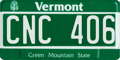 VT license plate CNC406