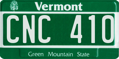 VT license plate CNC410