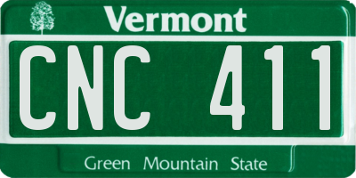 VT license plate CNC411