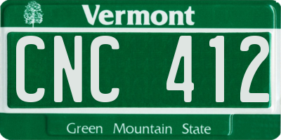 VT license plate CNC412