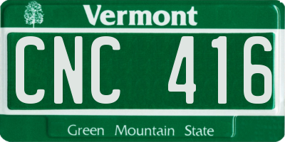 VT license plate CNC416