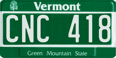VT license plate CNC418