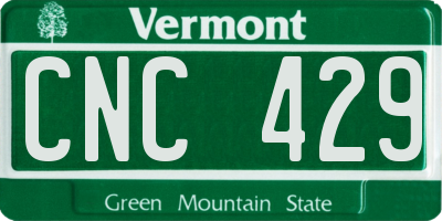 VT license plate CNC429