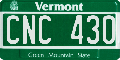 VT license plate CNC430