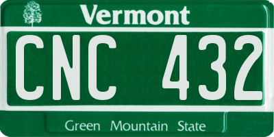 VT license plate CNC432