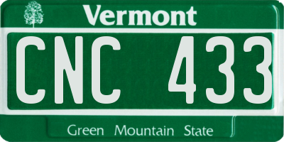 VT license plate CNC433
