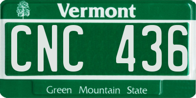 VT license plate CNC436