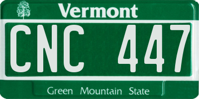 VT license plate CNC447