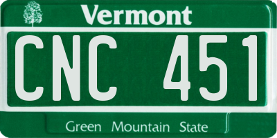 VT license plate CNC451