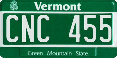 VT license plate CNC455