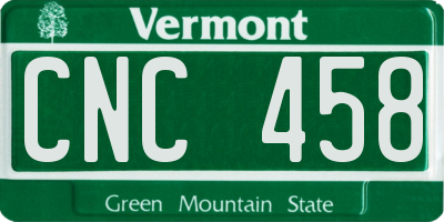 VT license plate CNC458