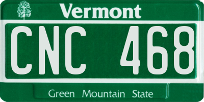 VT license plate CNC468