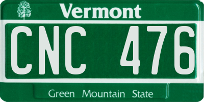 VT license plate CNC476