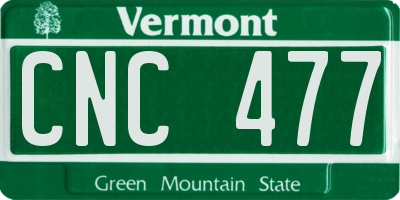 VT license plate CNC477