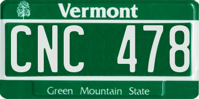 VT license plate CNC478