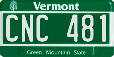 VT license plate CNC481