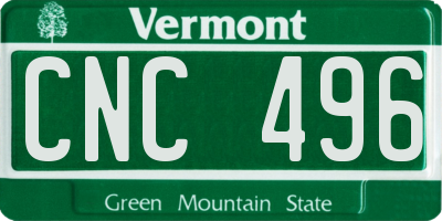 VT license plate CNC496