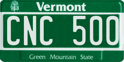 VT license plate CNC500