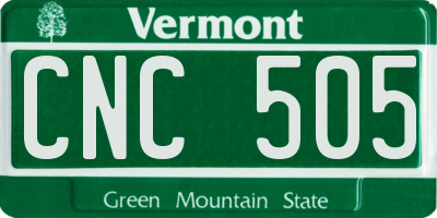 VT license plate CNC505