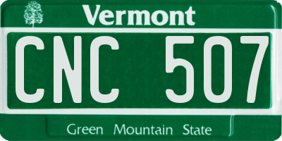 VT license plate CNC507