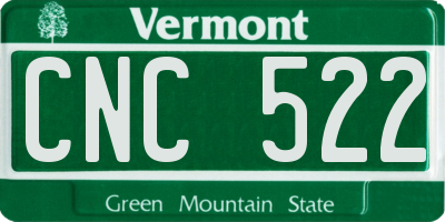 VT license plate CNC522